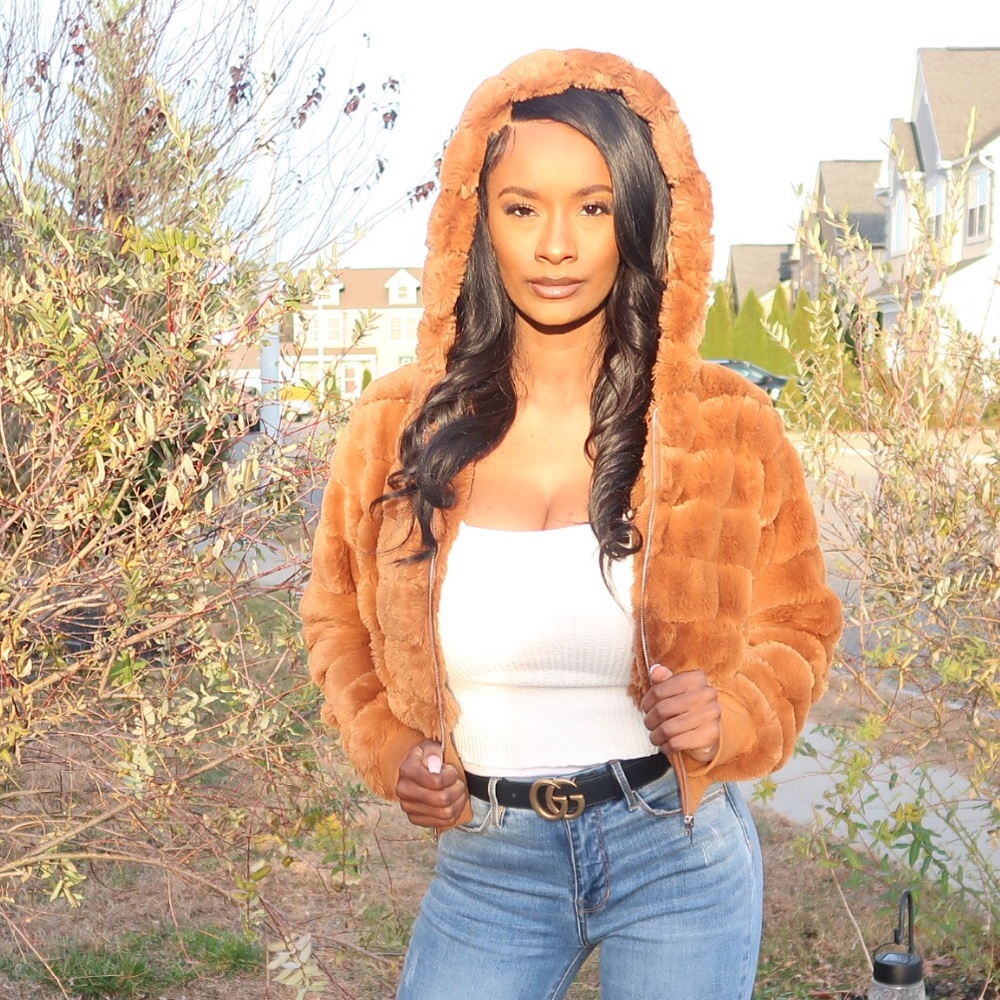 Faux fur bomber jacket